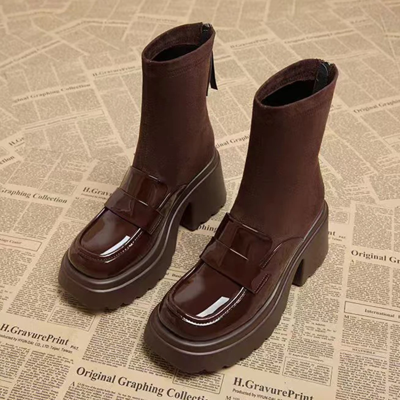 Platform Women Ankle Boots High Heels Marie Janes Shoes Fashion 2025 Brand Loafers Winter Designer Chunky Chelsea Botas Mujer