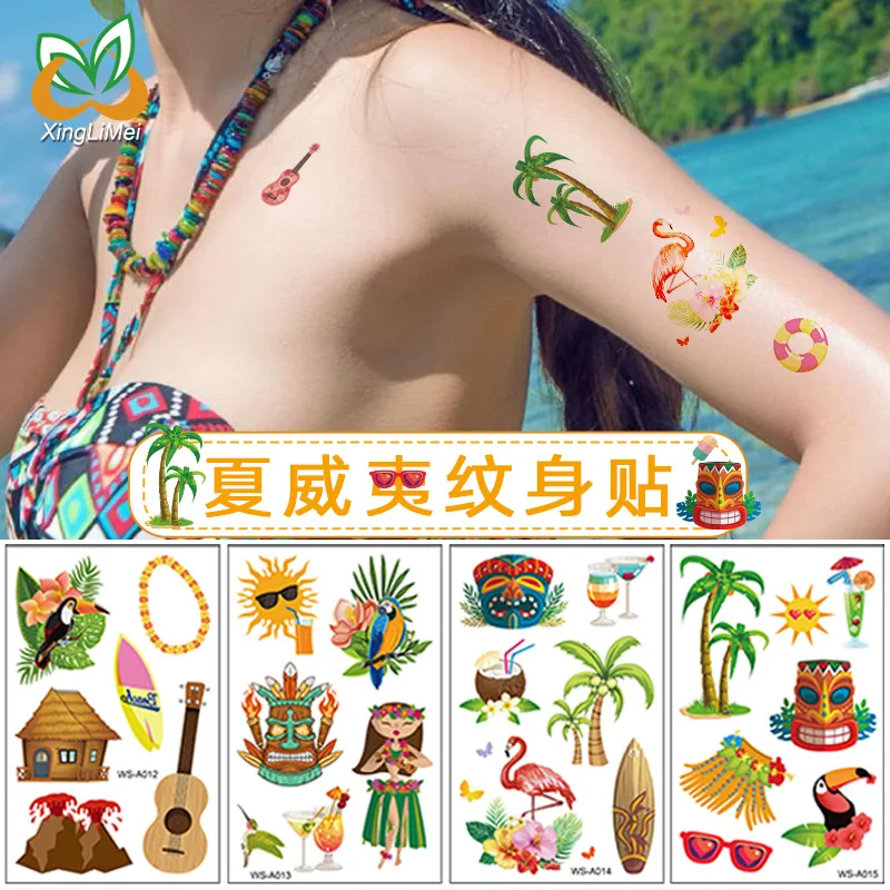 9 шт. водонепроницаемые татуировки-наклейки в гавайском стиле - купить по