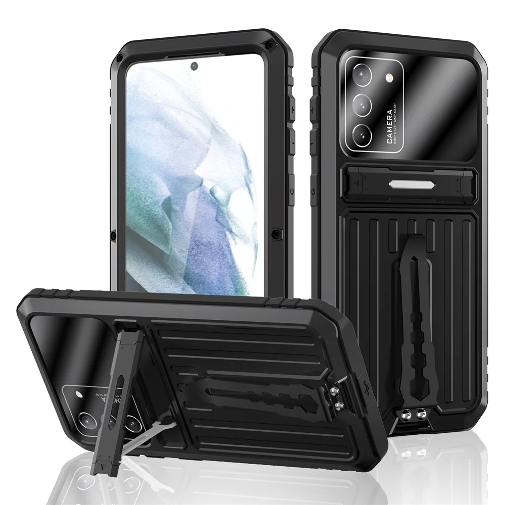 

Metal Bumper Silicone with Belt-clip Stand Cover for Samsung Galaxy S22 S21 Ultra 5g Case Built-in Camera Protection Phone Funda