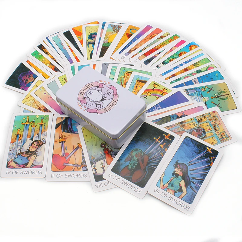 

2022 Light Seers Tarot Deck in a Tin Box Gilded Edge For Beginners Fortune Telling Game Card Light Seer's Oracle 78 Card Deck