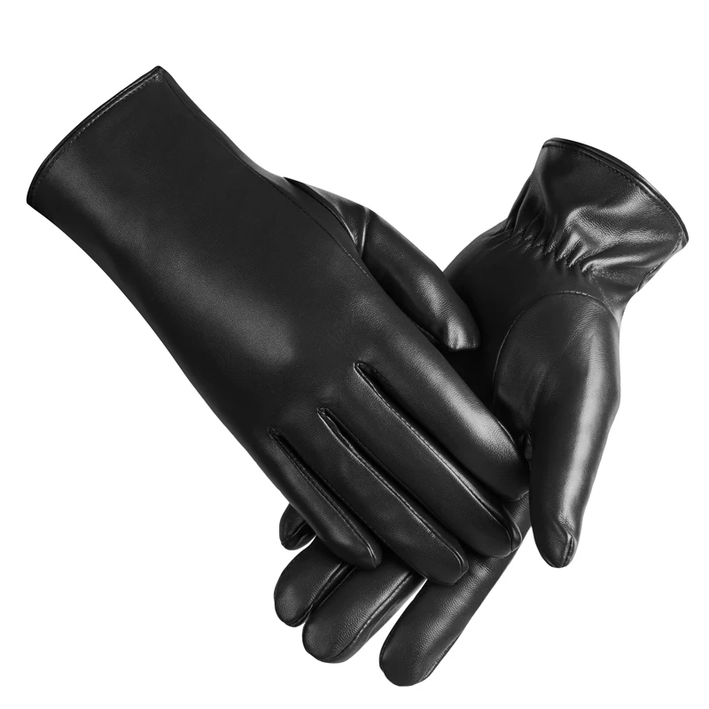 

Winter Autumn Mittens Keep Warm with TouchScreen Windproof Driving PU Leather Full Finger Guantes Sports Business Gloves Cold