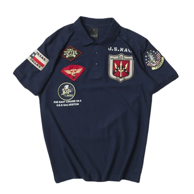 

Новинка 2023, рубашки-поло в стиле военно-морской армии США, мужские футболки, повседневные топы, Мужская одежда, хлопок, высокое качество
