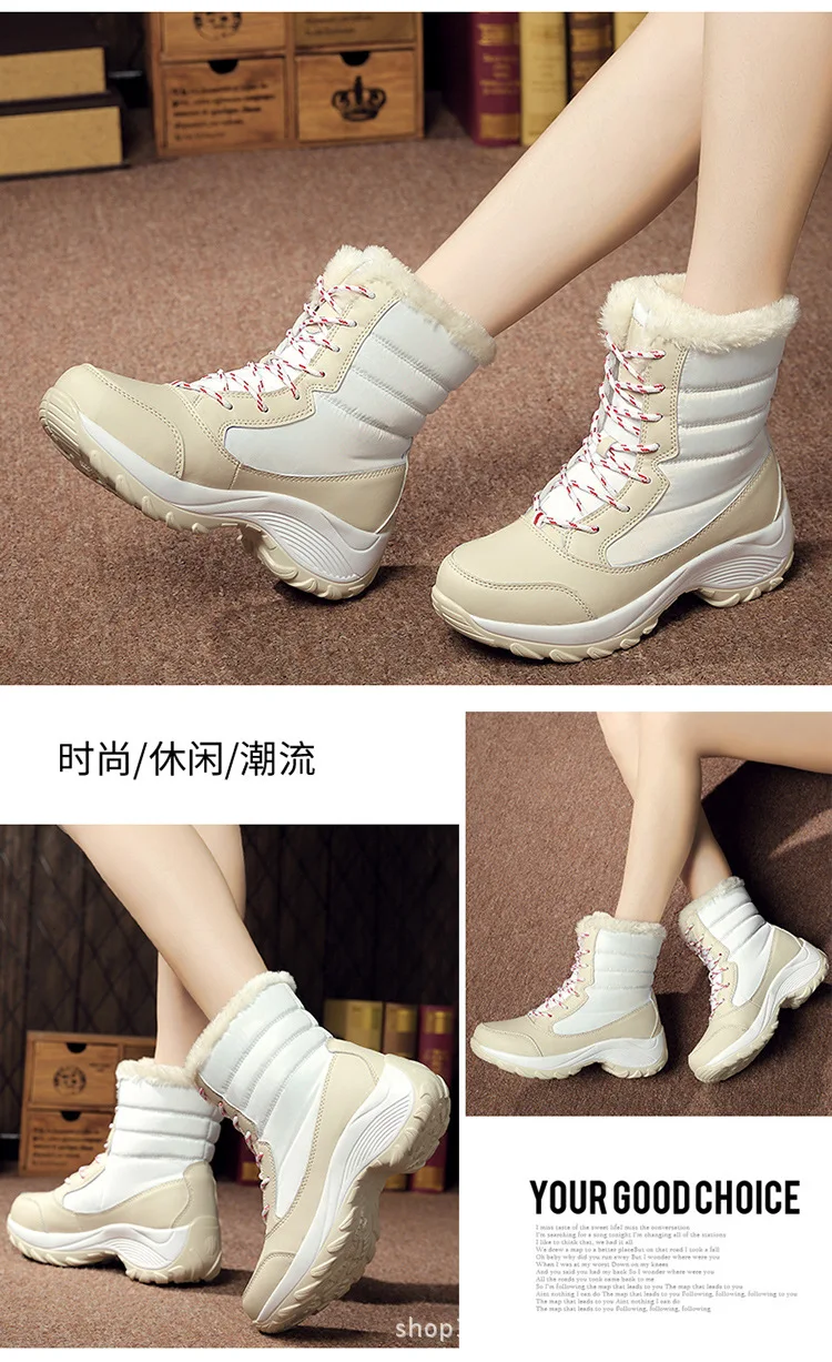 Women Boots Non-slip Waterproof Winter Snow Boots Women Platform Winter Shoes with Thick Fur Botas Mujer Thigh High Boots