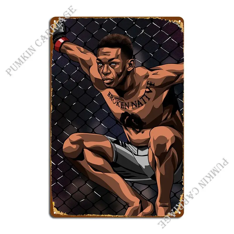 Израиль Adesanya металлический знак заржавый клуб дизайнерский фотоплакат