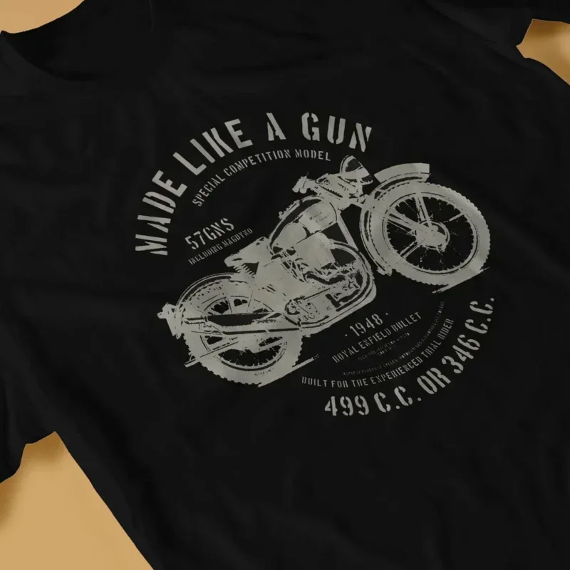Royal Enfields ɻullet' 1948 T-Shirt Men One of British Retro Motorcycles Fun Pure Cotton Tees Round Neck Short Sleeve T Shirts