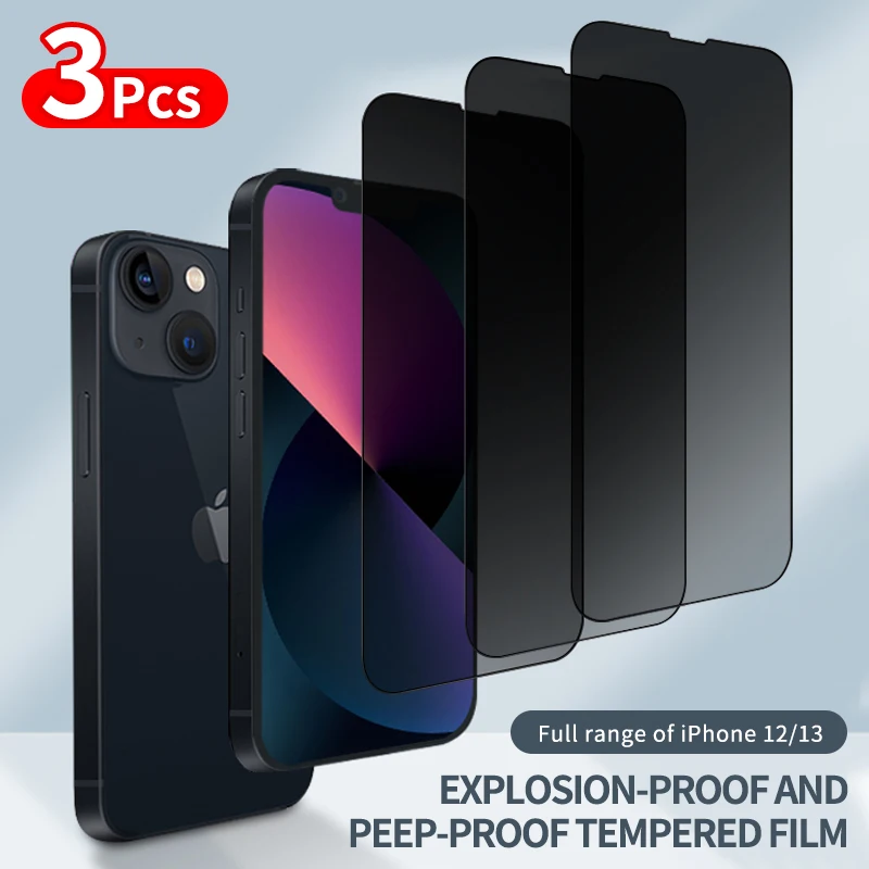 

3PCS Privacy Screen Protector For iPhone 13 PRO MAX Anti-Spy Glass For iPhone 14 12 11 XS Max XR 7 8 Plus SE 2022 Tempered Glass