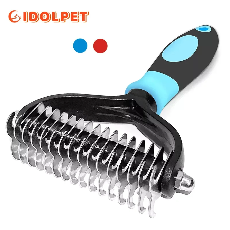 

2023NEW Professional Pet Deshedding Brush 2 Sided Dematting Dog Comb Cat Brush Rake Puppy Grooming Tools Undercoat Shedding Flyi