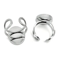 1pc stainless steel ring hollow support welding round basin gem bottom support double line hollow opening adjustable diy jewelry