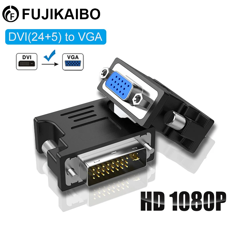 DVI to VGA Adapter Bidirectional Converter DVI-I Male 24+5 Pin to VGA Female 1080P Video Graphics Card Adapter For PC TV Laptop