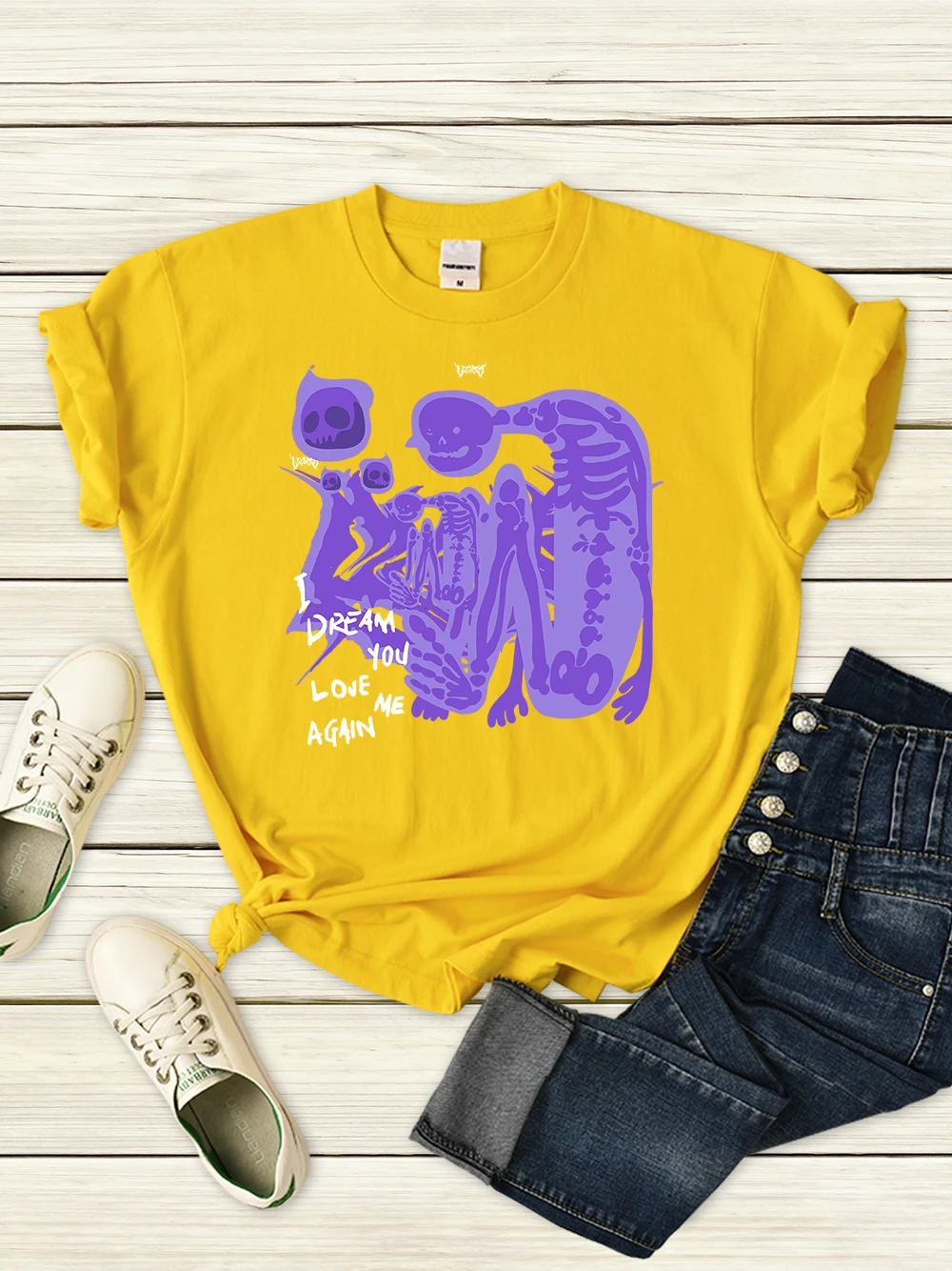 

Я мечтаю, что вы любите меня снова, Скелет монстр Женские футболки, летняя модная футболка, качественная одежда с графикой, качественные Топы в стиле Харадзюку