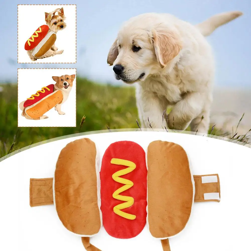

Pet Dress Up Costume Hot Dog Shaped Dachshund Sausage Adjustable Cosplay Clothes Funny Warm for Puppy Dog Cat Dress Up Supp A9C7