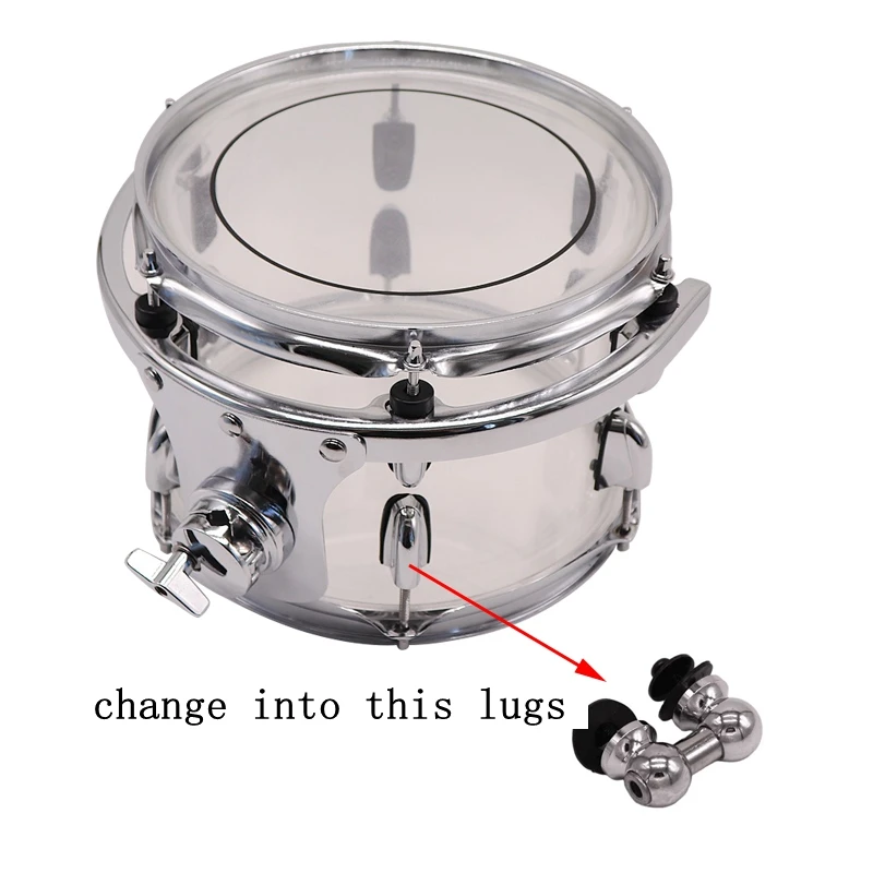 

Металлический Барабан 10*7 дюймов, акриловый материал с прозрачным корпусом, серебристый цвет с тубой