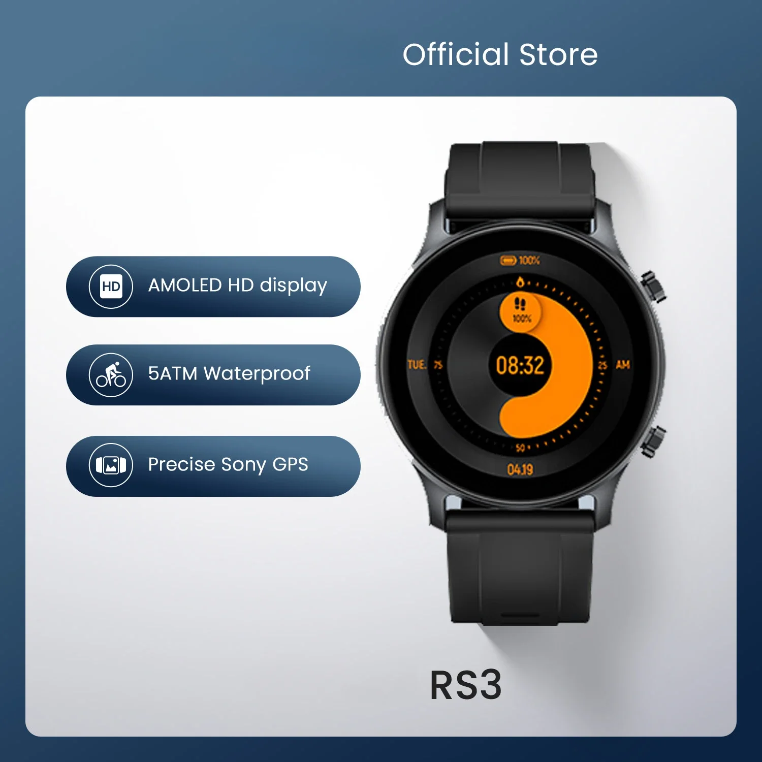 

New RS3 Smart Watch 5ATM Waterproof GPS AMOLED HD Display Screen 14 Sport Modes Smartwatch for Men Women Watches for HAYLOU 2023