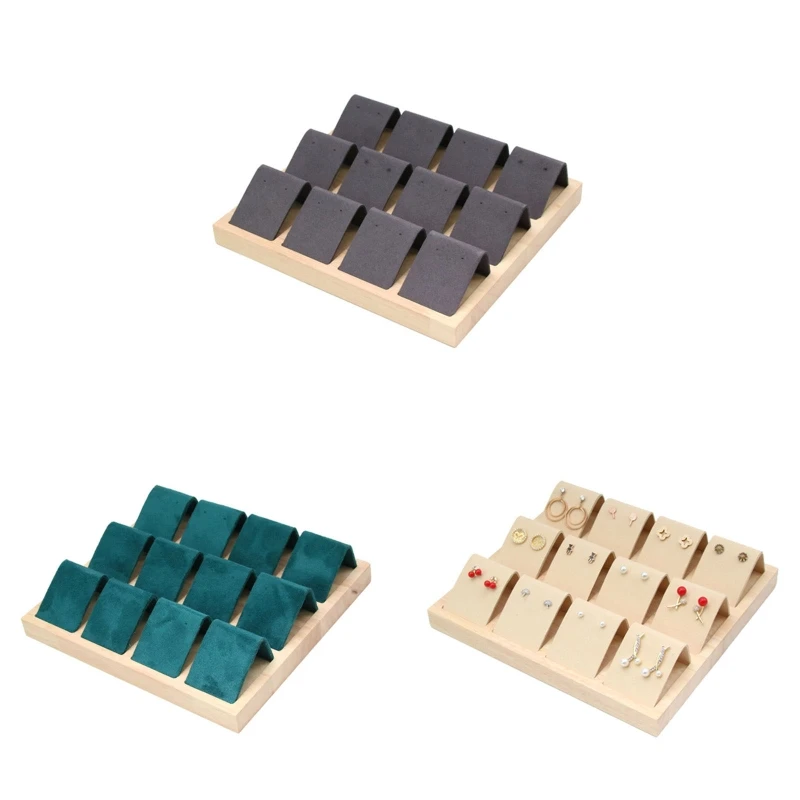 

N58F Solid Wood Earring Rack Microfiber Flannel Earring Rack Jewelry Rack Ear Clip Rack Jewelry Plate Jewelry Shooting Props
