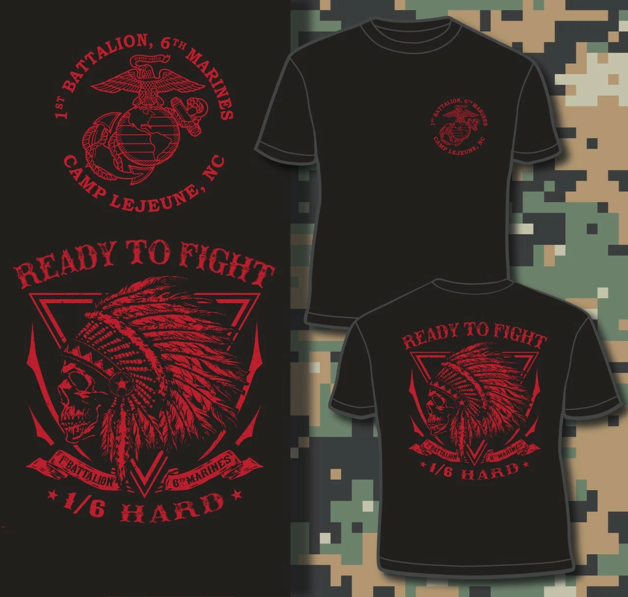 

Camp Lejeune, NC. USMC 1st Battalion, 6th Marines T Shirt. Short Sleeve 100% Cotton Casual T-shirts Loose Top Size S-3XL