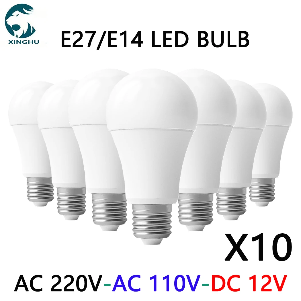 10pcs LED Bulb Lamps E27 E14 AC220V 110V 120V DC12V-85V 24 Light Bulb power20W 18W 15W 12W 9W 5W 3W Lampada Living Room Home LED