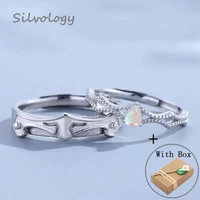 silvology princess and knight moonstone couple rings original 925 sterling silver wedding rings for women romantic jewelry gift