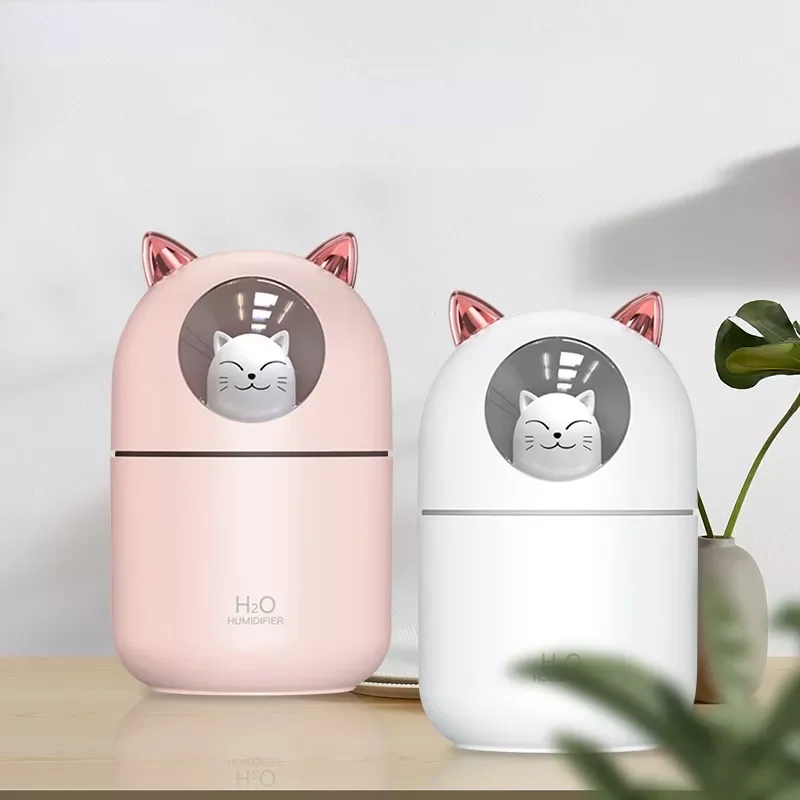 

NEW2023 Humidifier 300ML Cute Cat Ultra-Silent USB Office Household Bedroom Automobile Fragrance Aroma Air Purifier Mist Maker