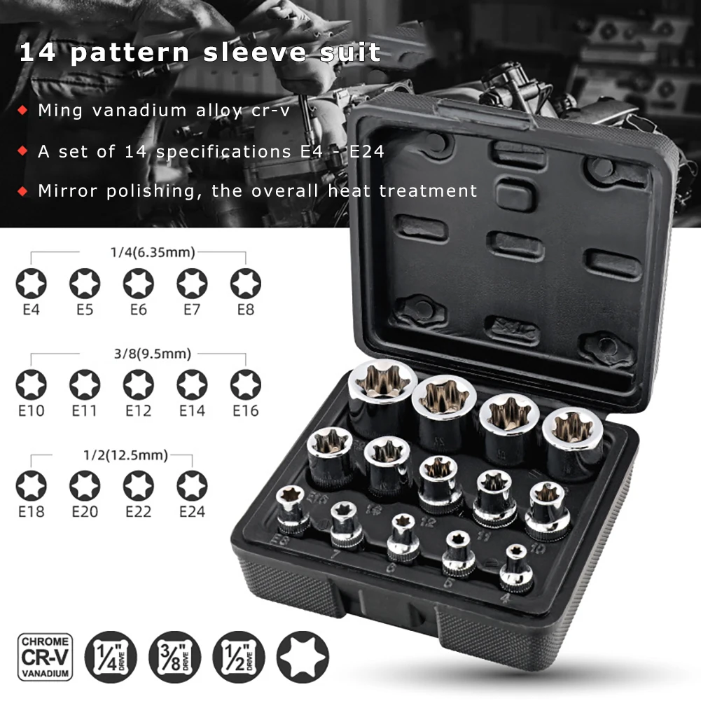 

14pcs Metric Socket Multi-functional Screw Driver Tool Set Adapter Drill Bit DIY Hand Tool for Auto Repairing