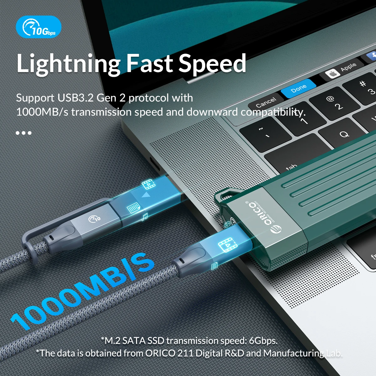 ORICO M2 SSD чехол NVMe USB Type C Gen2 10 Гбит/с PCIe корпус M.2 SATA NGFF 6 Твердотельный накопитель |