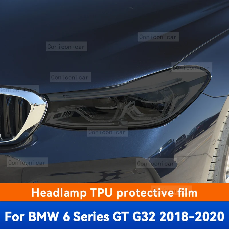 

Car Headlights Protective Film Front Headlamp Cover Smoked Black TPU Film Accessories Sticker For BMW 6 Series GT G32 2018-2020