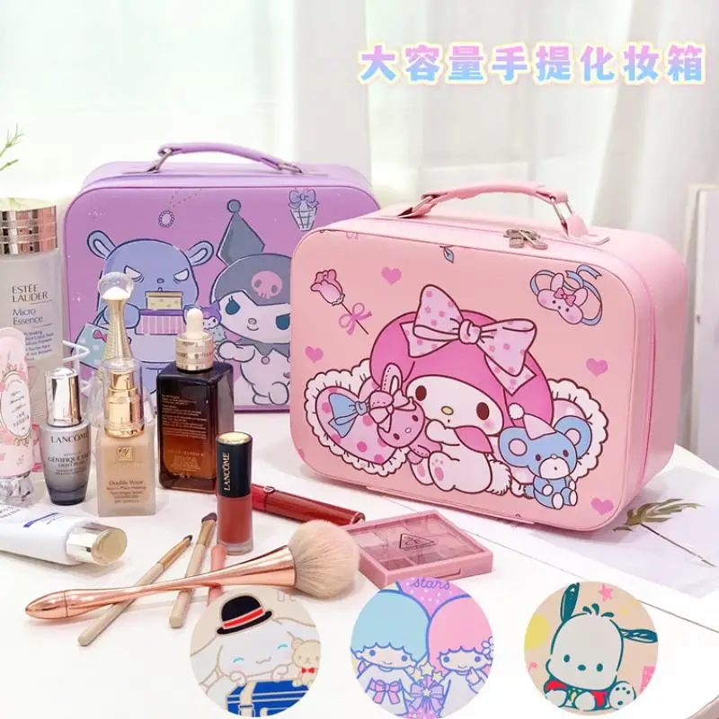

Мультяшные аксессуары Sanrio Hello Kitty MyMelody Kuromi Kawaii милый большой вместительный косметический чехол для путешествий портативная коробка для хра...