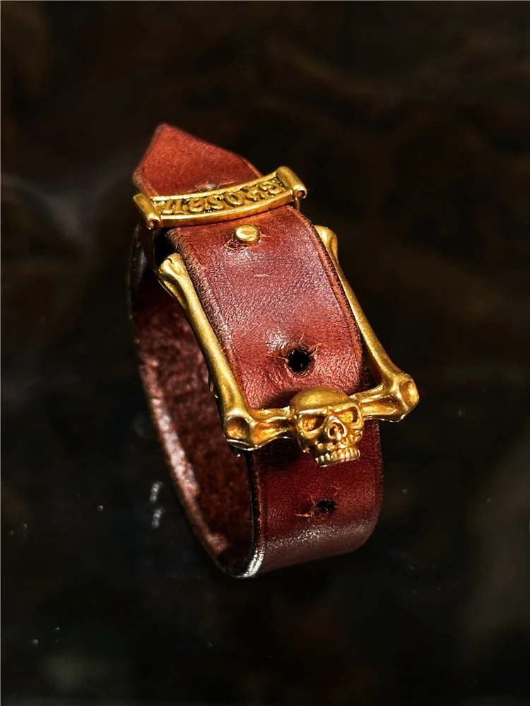 Рыба лотоса гора Gyosan Hand Made Old Things Feelings чистая медь латунь череп пряжка браслет из