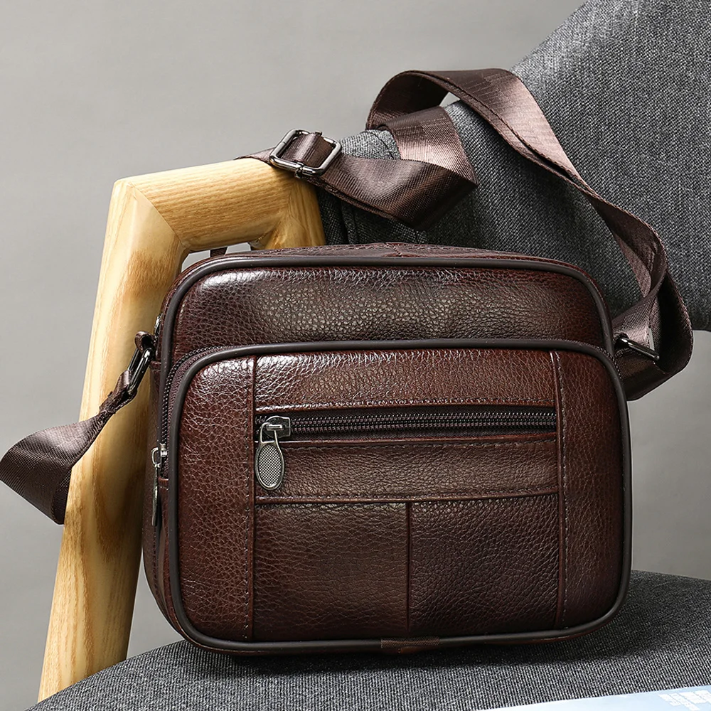 

Small men's bags genuine leather casual men's shoulder bag for men flap zipper men’s crossbody bag small leather messenger bags