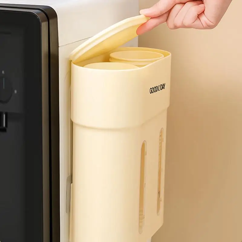 Диспенсер для стаканчиков настенное крепление пылезащитный большой емкости