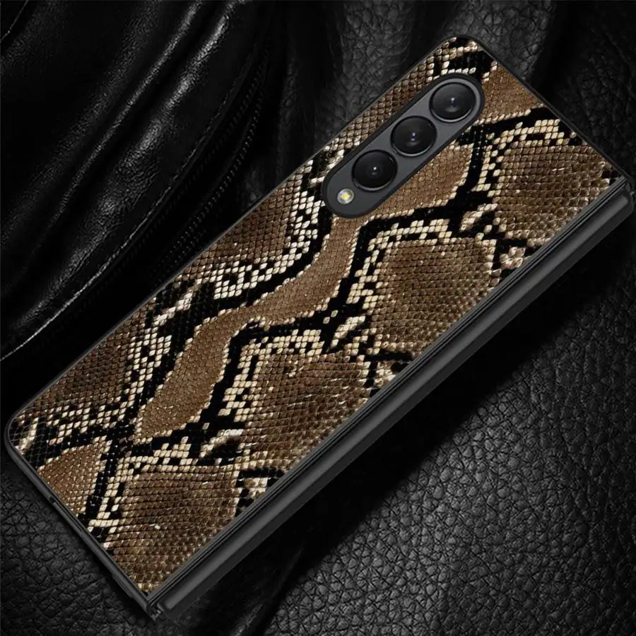 Фото Чехол для Samsung Galaxy Z Fold 8 Ultra, Z Fold3, Z Fold4, Z Fold6, Z Fold7, Z Fold5, Z Fold 7, 6, 5, 4, 3 с узором под кожу питона №1