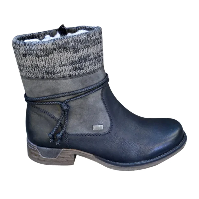 Winter Women Basic Ankle Boots Female Round Toe Zipper Platform Warm Lace Up Plush Boots