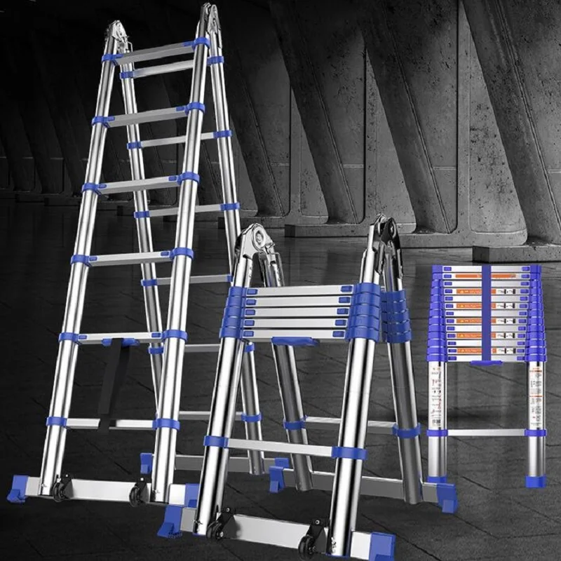 

1.95M+1.95M Multifunctional Telescopic Ladder Thickening Aluminium Alloy Portable Household Telescopic Ladders 6+6 Steps