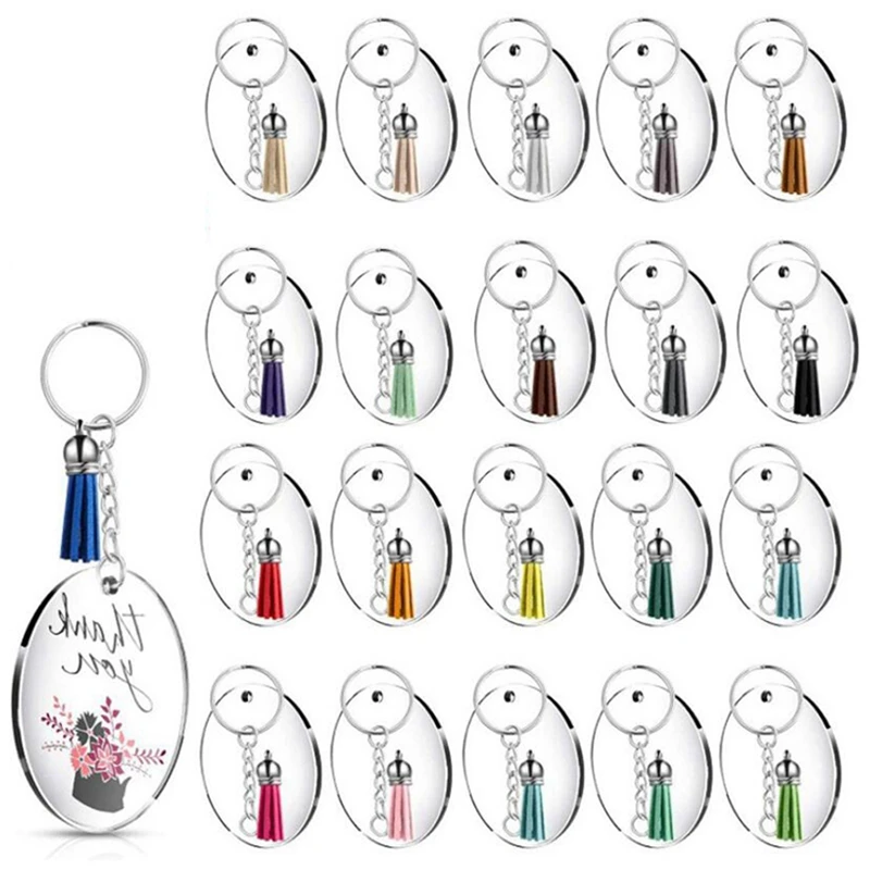 

Sets Of Acrylic Key Chains Transparent Circle Discs Set Keychains Clear Round Acrylic Keychain Blanks Keychain For DIY