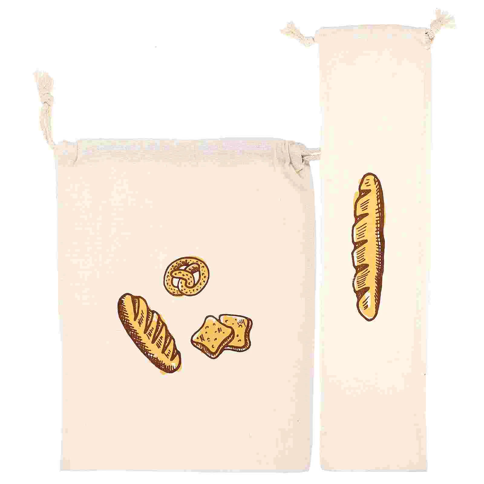 

2pcs Reusable Bread Bags Drawstring Design Bread Bags Multi-use Bread Bags Kitchen Bags