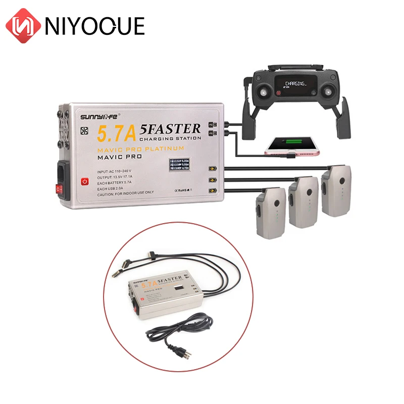 

Зарядное устройство 5 в 1 для смартфонов и планшетов, устройство для быстрой зарядки, большой ток 5,7 А, органический светодиодный дисплей, для DJI MAVIC PRO PLATINUM