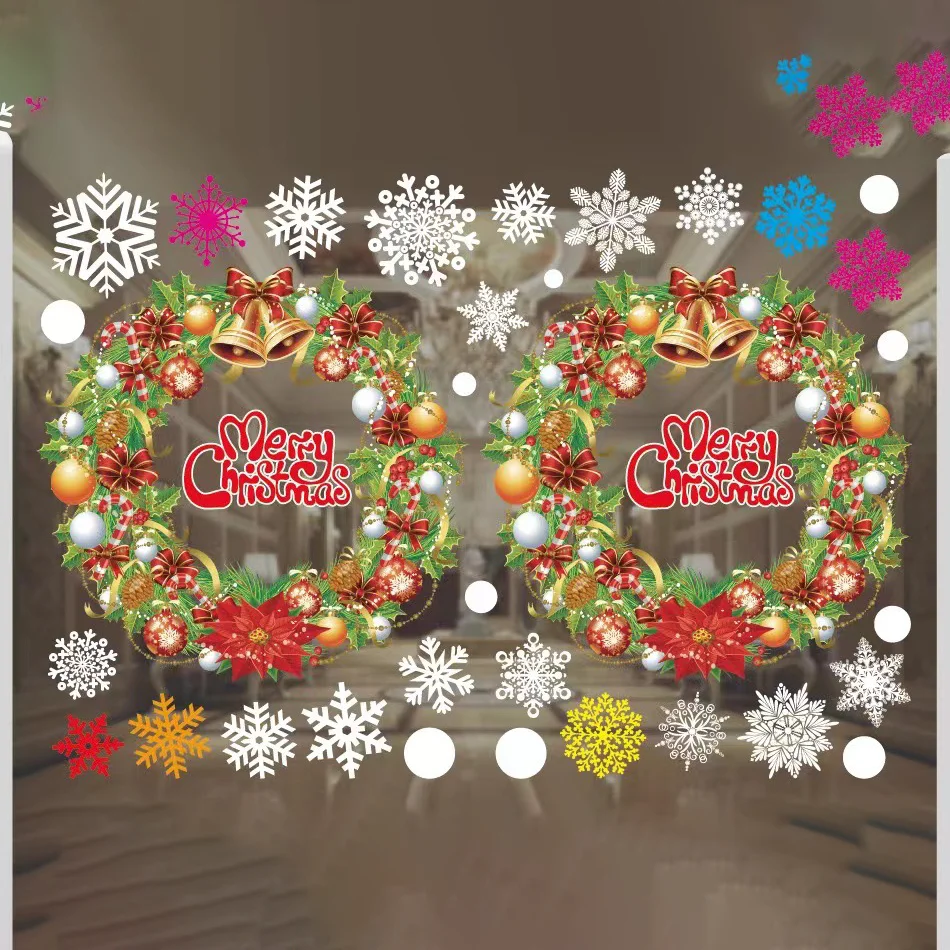 

Christmas Window Clings,Adorable Designed Window Decorations Stickers for Glass,Christmas Snowflakes with Santa Claus, Reindeer