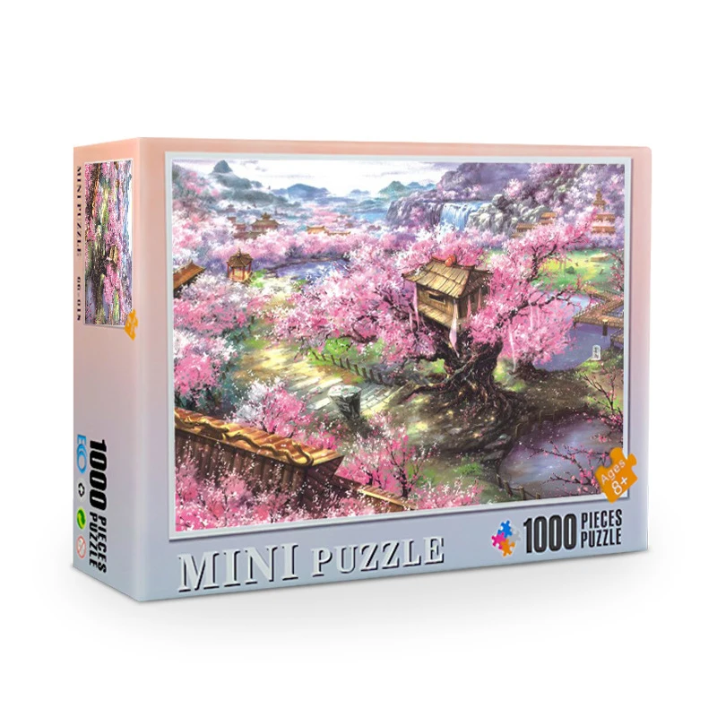 

Mini 1000 Pieces Puzzles For Adults Peach Blossom Difficulty Challenge Paper Jigsaw Wholesale Friend Gift Box Toy Game