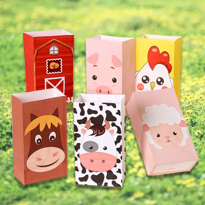 

Farm Animal Party Paper Bags Cartoon Animals Farm Cow Sheep Pigs Decorations Happy Farm Animals Theme Birthday Party Kids Favors