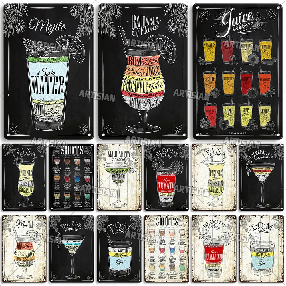 

ARTISIAN Rusty Metal Tin Sign Cocktail Metal Signs Decorative Plate Funny Metal Plaque Man Cave Home Studio Wall Decor Signs