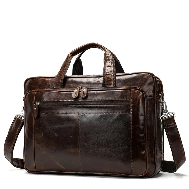 

Men's 15.6 Inch Laptop Briefcase Genuine Leather Men Bag Big Travel Business Computer Bags For Macbook Pro Lenovo Dell Matebook