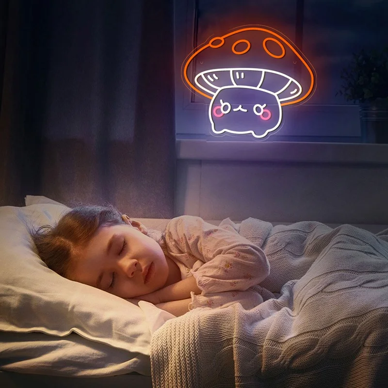 Очаровательная Неоновая Вывеска С Рисунком Гриба Яркая Лампа Акриловая Питанием