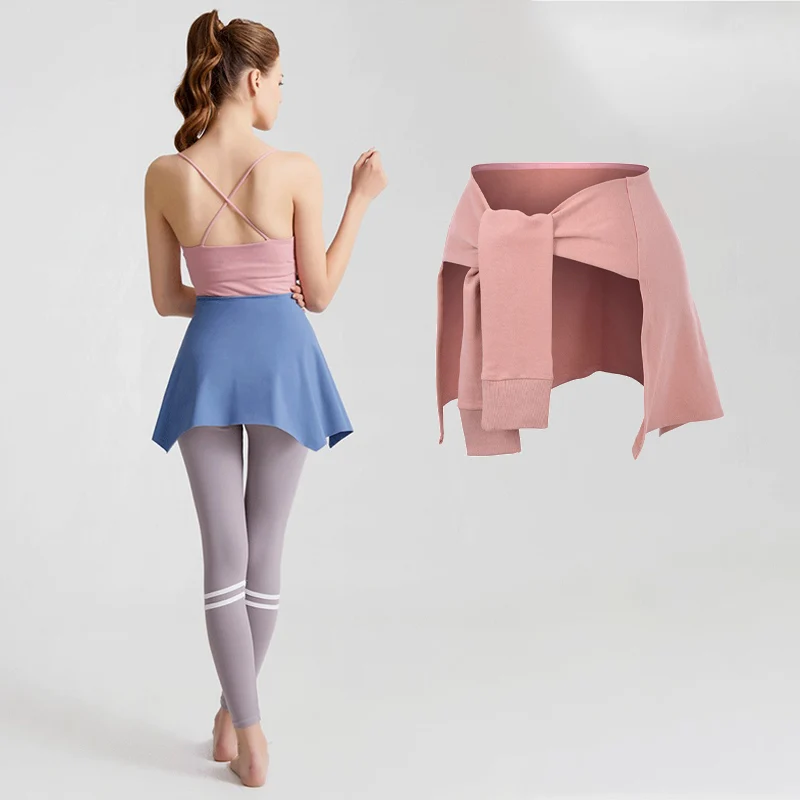 Woman Outdoor Sex Skirt Fake Dress for Sports Hip Warp Pants Ass Cover Up Sexy Leggings Elastic Fitness Suits Gym Working Pant