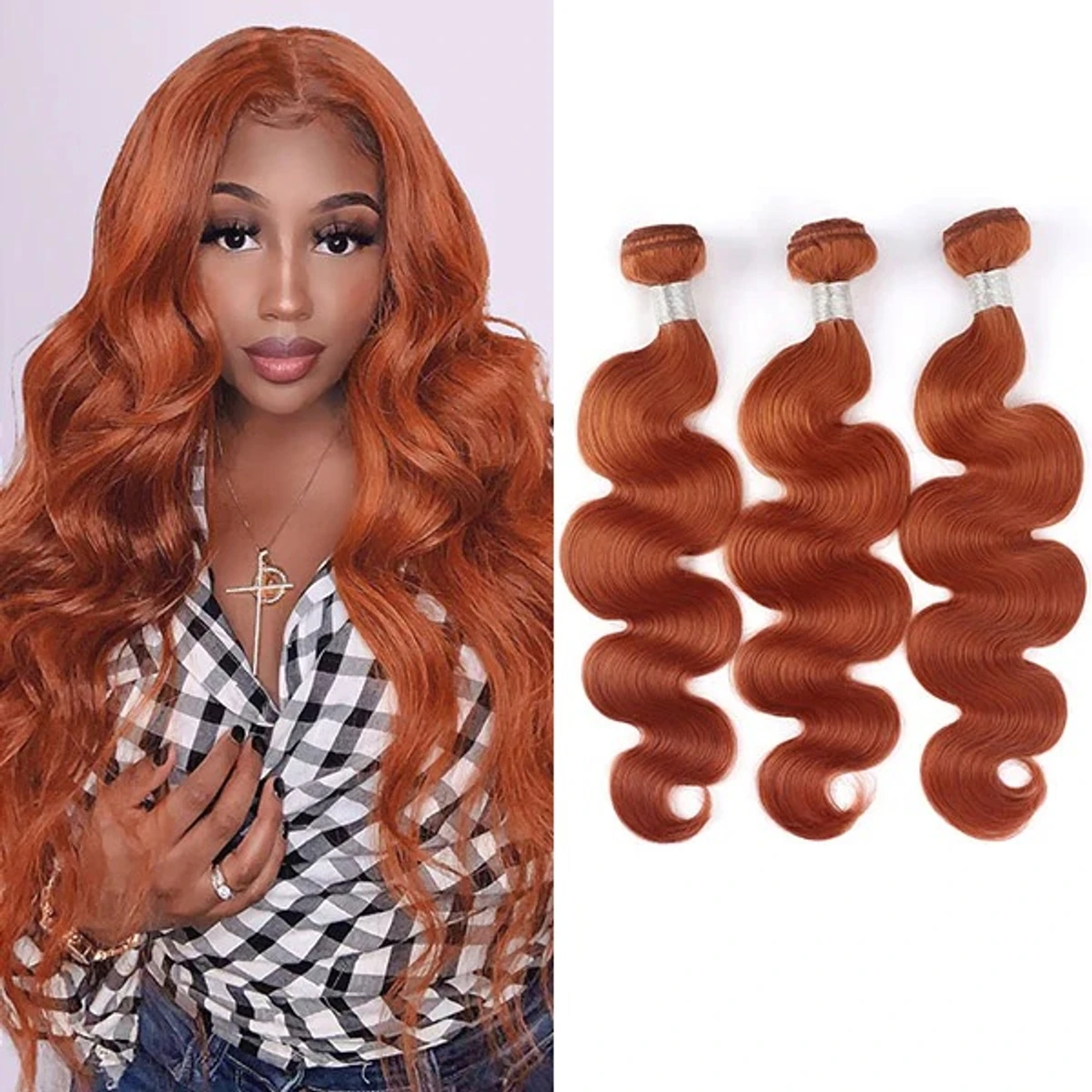 Orange Ginger Bundles Brazilian Human Hair Body Wave Bundles Weave Unprocessed Virgin Soft Hair Extensions Copper Orange Color