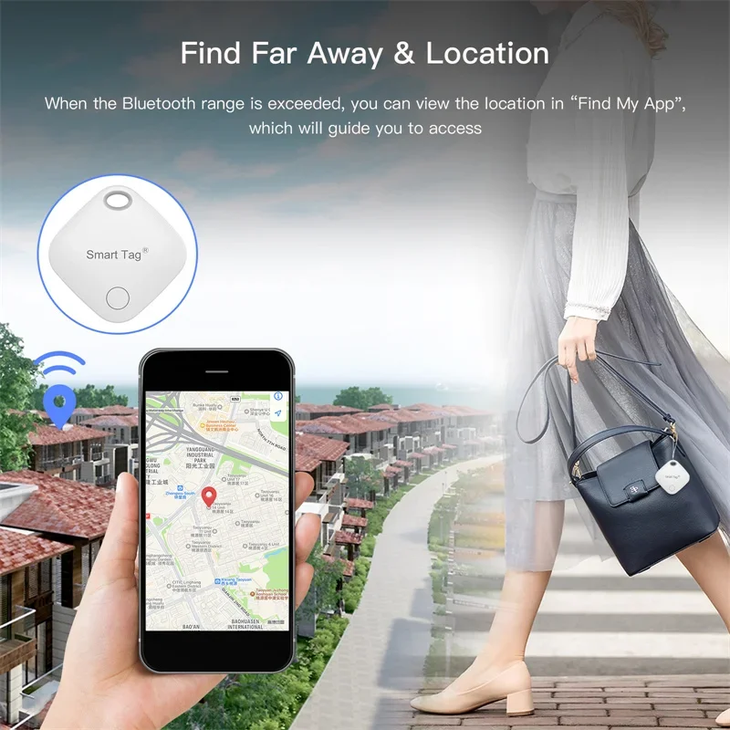 Фото Умный Bluetooth-трекер CD Smart Tag с GPS для iOS/iPhone, совместимый с приложением Find My, сертифицированный MFI, устройство защиты от потери, локатор для iPhone. №1