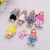 wooden happyed familyed dressed puppet flexible joints doll kids toy birthday gift