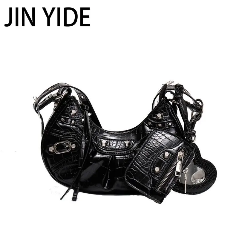 

SWDF New Luxury Brand Designer Leather Rivet Crossbody Bags for Women Purses and Handbags Vintage Shoulder Messenger Bags Ladies