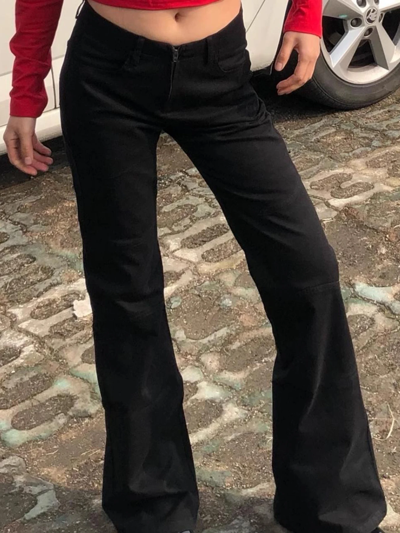 Женские узкие джинсы Weekeep черные эластичные в Корейском стиле с низкой посадкой и