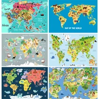 vinyl photography backdrops props physical map of the world kids world map with animals and objects studio background 22625 17