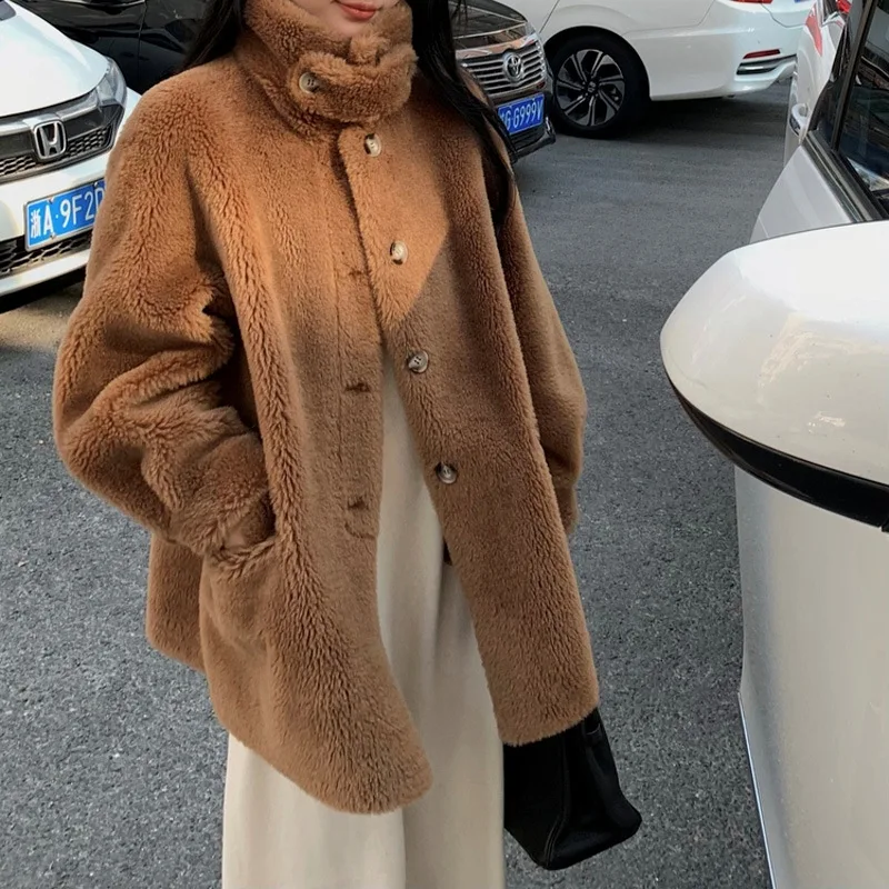 Sheep Shearing Coat Women's Full Wool Fur Real Wool Coat Winter Thickening Warm Coat