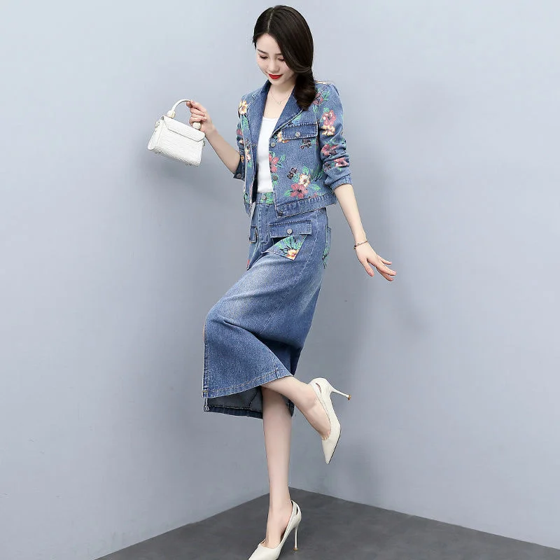 

Джинсовое пальто женское online Новинка 2023 весна-осень новая корейская мода в западном стиле для уменьшения возраста Женская одежда из двух ча...